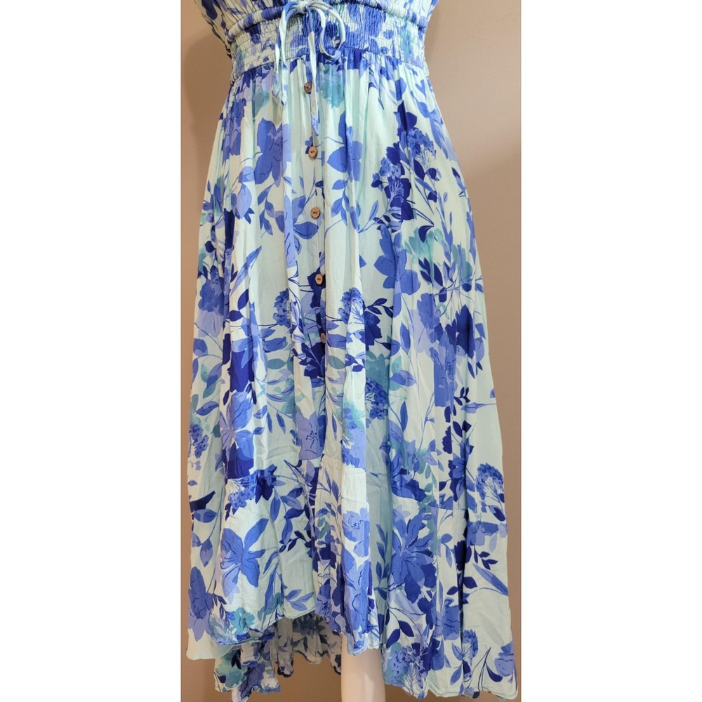 Dress Day Blue Floral Strapless Dress - Picture 7 of 7